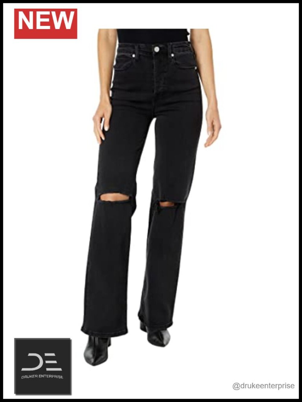 High Rise Ripped Flare Jeans